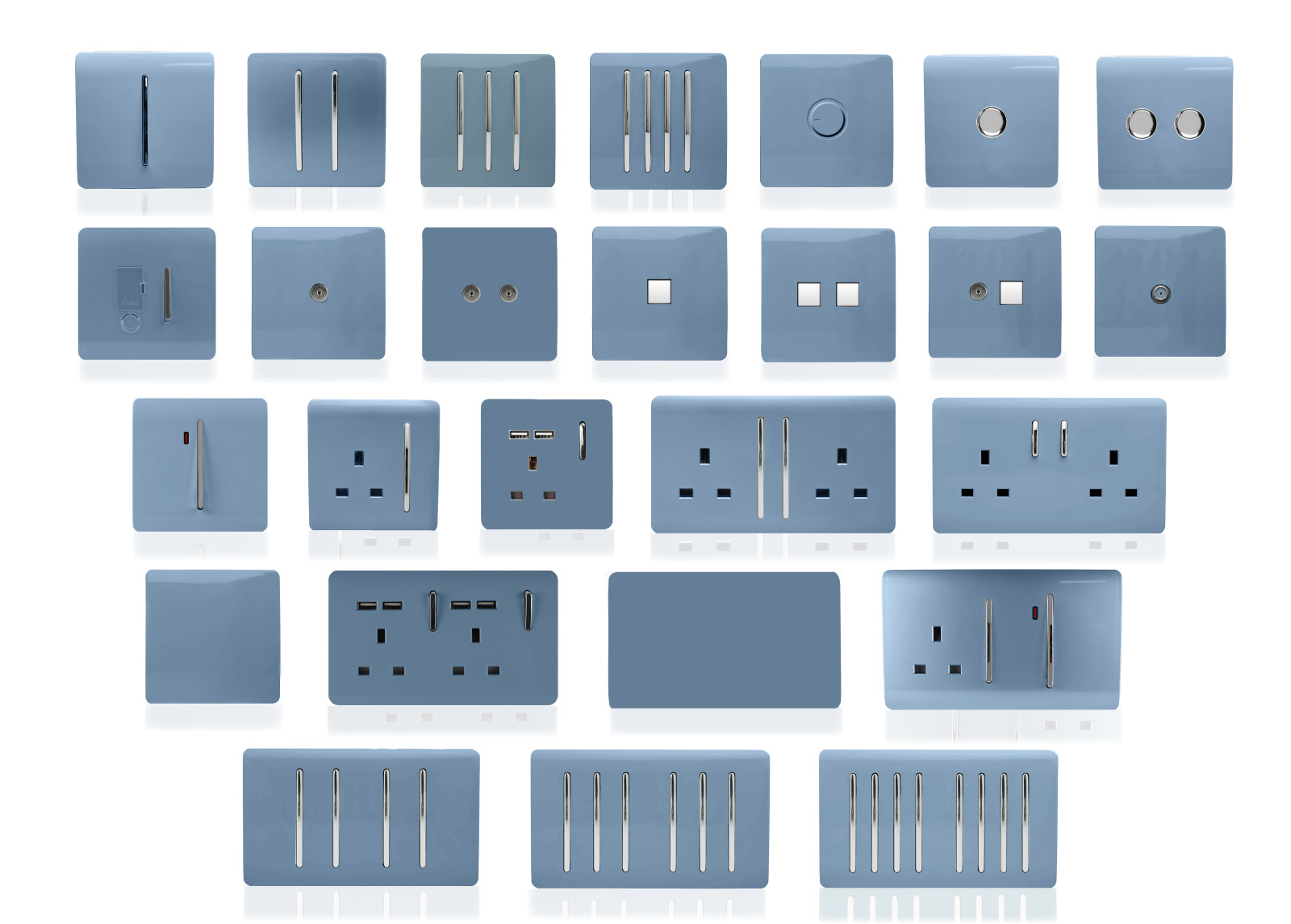 Sky Blue Wiring Accessories Trendi Decorative Screwless